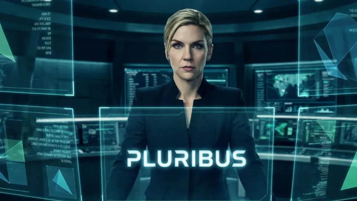 Rhea Seehorn Pluribus poster, Rhea Seehorn new role 2026, Pluribus TV show concept art, actress Rhea Seehorn close up, sci-fi drama series Pluribus, Rhea Seehorn red carpet 2026, Pluribus cast announcement, dark thriller aesthetic, technology and AI in cinema, Rhea Seehorn acting awards, streaming series 2026, suspense thriller background, Pluribus logo, Kim Wexler actress new movie, psychological thriller scenes, modern sci-fi set design, Rhea Seehorn interview, Pluribus filming location, TV show production news, Hollywood casting news 2026
